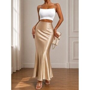 Satin Mermaid Maxi Skirt - Champagne Gold Runs A Bit Small But A Bit Strechy